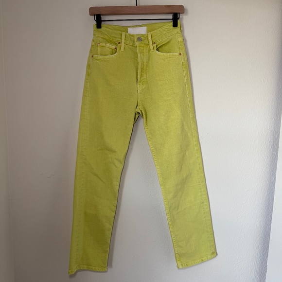 Mother Superior Jeans Women's Size 24 Neon Yellow The Tomcat Devil May Care